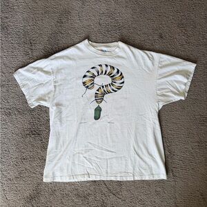 1992 butterfly White T-Shirt with Reptile Design